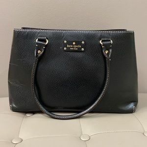 Kate Spade.  Black leather open top medium size satchel